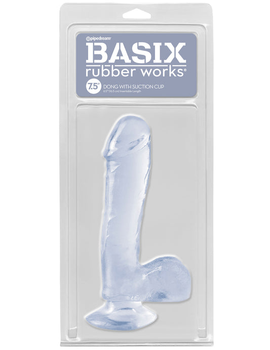 Basix Rubber Works - 7.5 Inch Dong With Suction Cup - Clear | 603912270587 | Available at EroticWarehouse.com