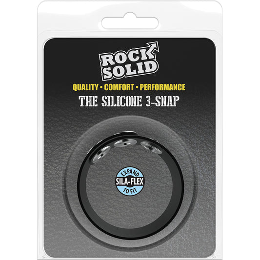 Rock Solid Silicone 3 Snap Black | 6768903842113 | Available at EroticWarehouse.com