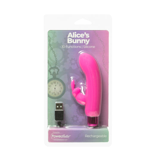 Powerbullet Alice&rsquo;s Bunny 4'' Bullet 10 Function Pink | 677613563163 | Available at EroticWarehouse.com