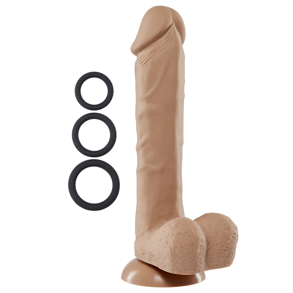 Cloud 9 Pro Sensual Premium Silicone Dong W/ 3 C Rings Tan 9" | 685239852899 | Available at EroticWarehouse.com