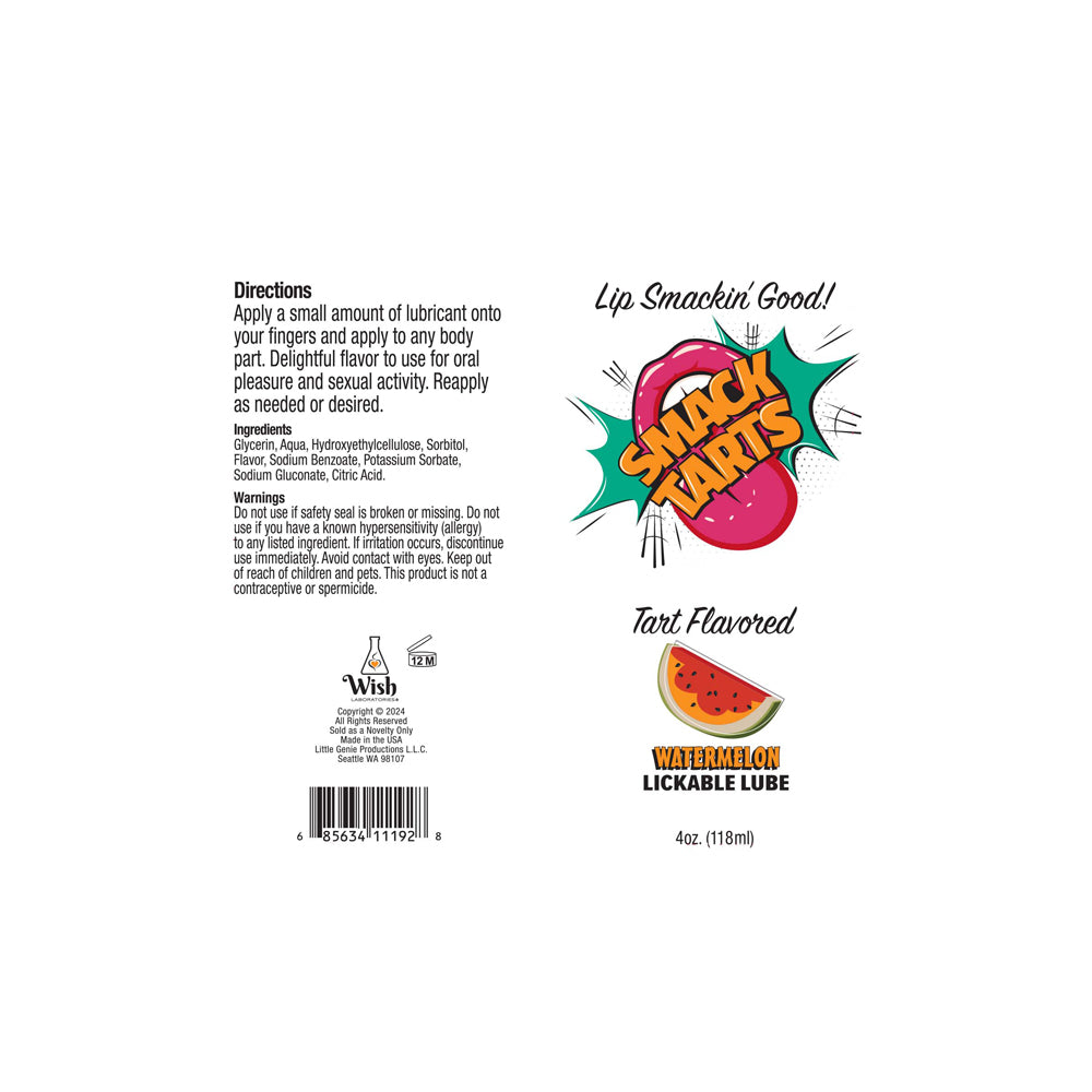 Smack Tarts Lickable Sour Watermelon Lube 4 oz. | 685634111928 | Available at EroticWarehouse.com