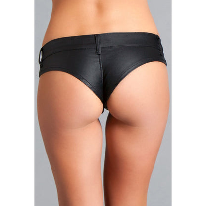 Pu Micro Shorts Low-Waist Stretch Mini Demin Large Black | 688977494666 | Available at EroticWarehouse.com