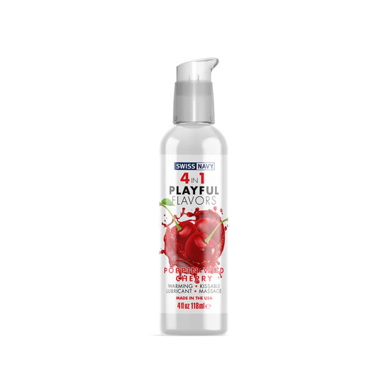 Swiss Navy 4 In 1 Poppin Wild Cherry 4 oz. | 699439005559 | Available at EroticWarehouse.com