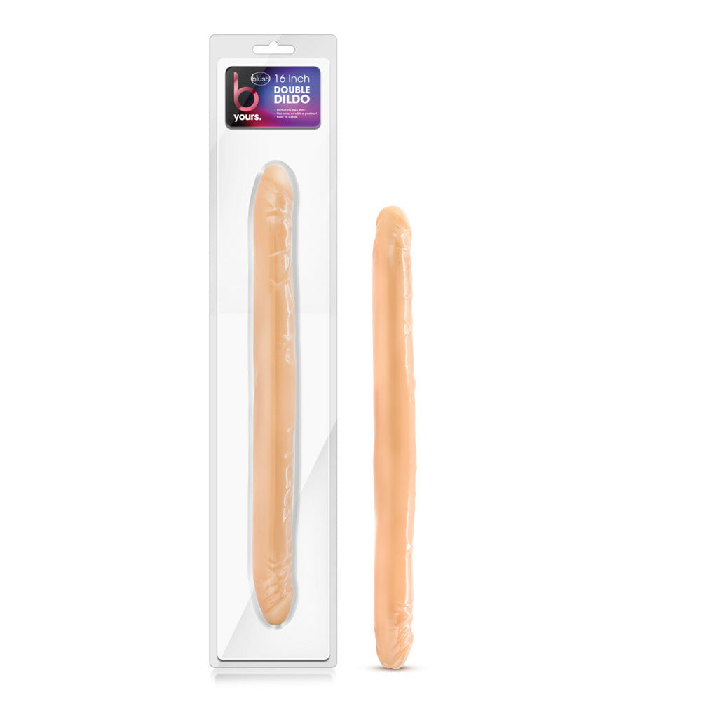 B Yours 16" Double Dildo Beige | 702730681701 | Available at EroticWarehouse.com