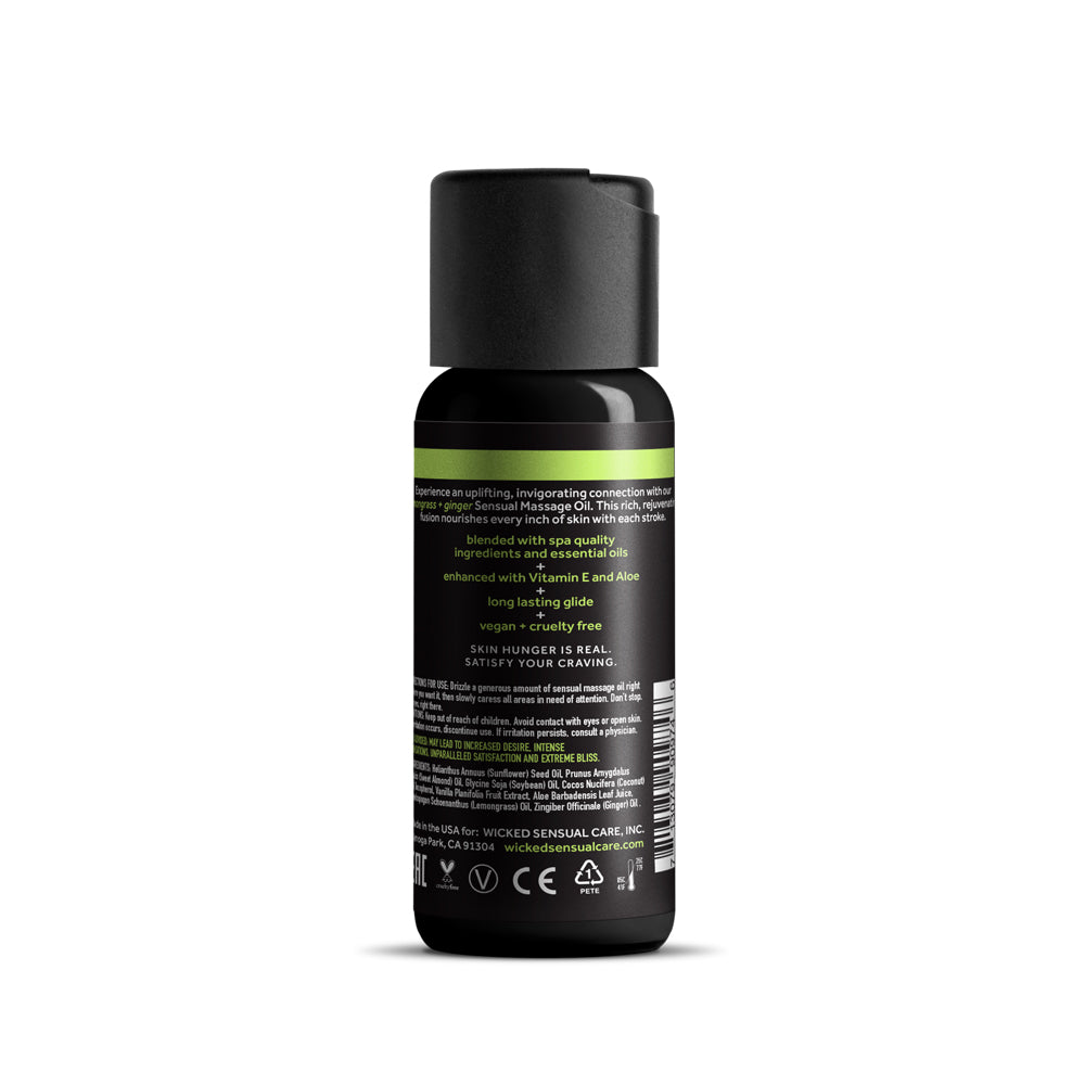 Wicked Sensual Massage Oil Lemongrass & Ginger 4 oz. | 713079909746 | Available at EroticWarehouse.com