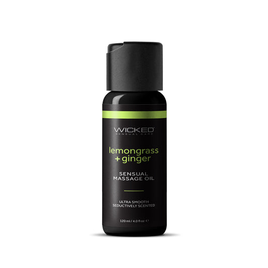 Wicked Sensual Massage Oil Lemongrass & Ginger 4 oz. | 713079909746 | Available at EroticWarehouse.com