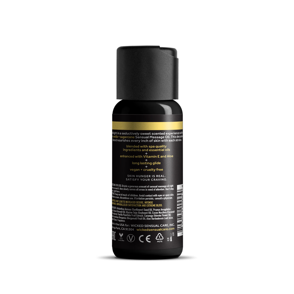 Wicked Sensual Massage Oil Vanilla & Sugarcane 4 oz. | 713079909944 | Available at EroticWarehouse.com