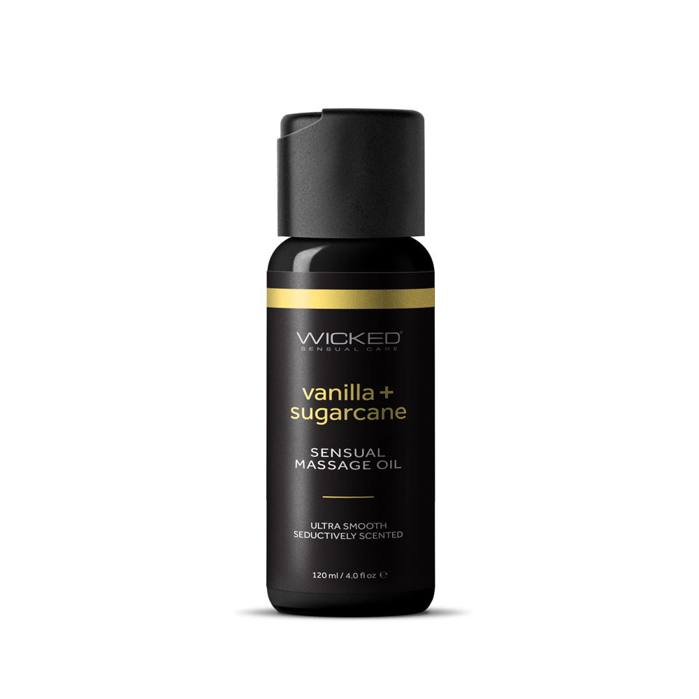 Wicked Sensual Massage Oil Vanilla & Sugarcane 4 oz. | 713079909944 | Available at EroticWarehouse.com