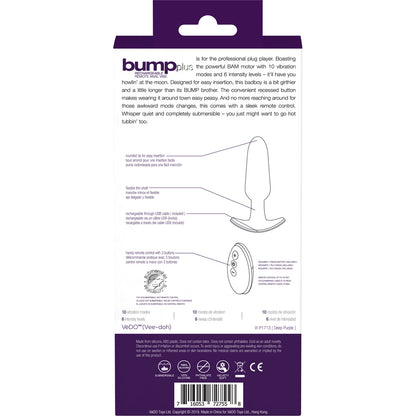 Bump Plus Rechargeable Remote Control Anal Vibe Deep Purple | 716053727558 | Available at EroticWarehouse.com