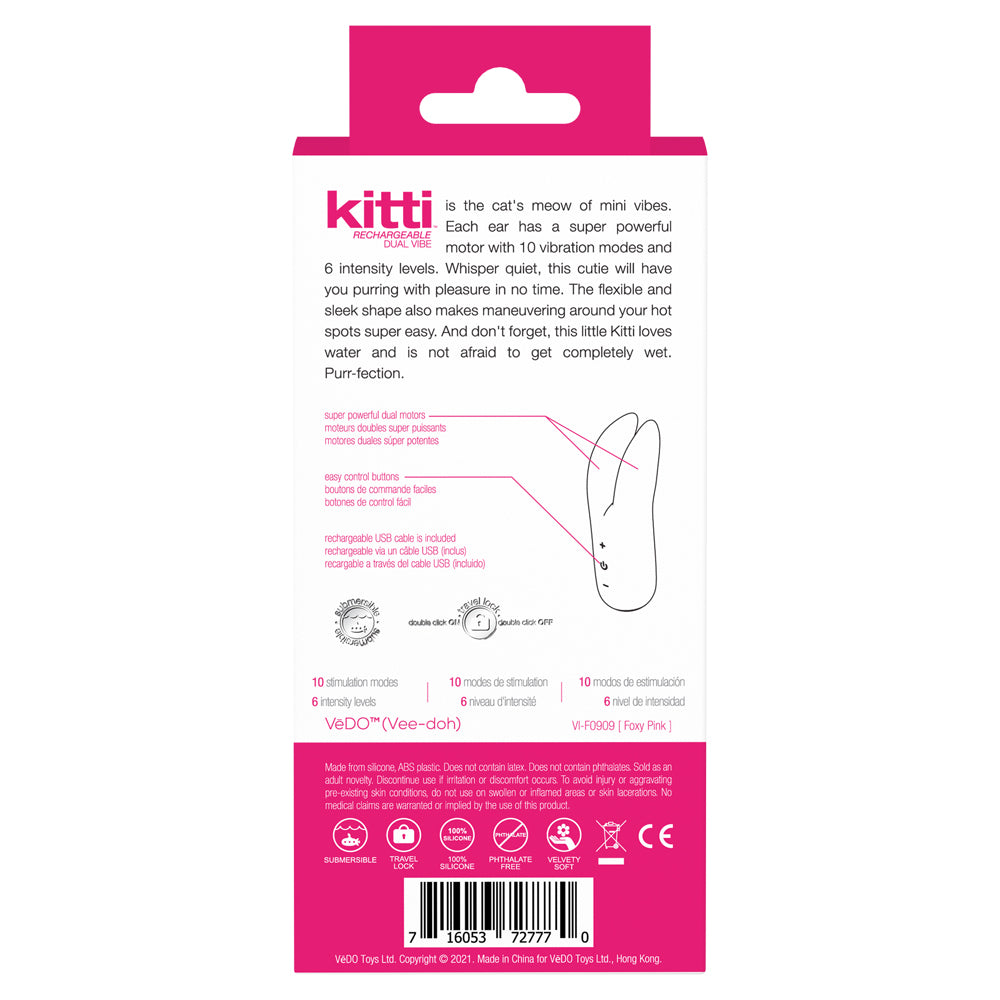 Kitti Rechargeable Dual Vibe Foxy Pink | 716053727770 | Available at EroticWarehouse.com
