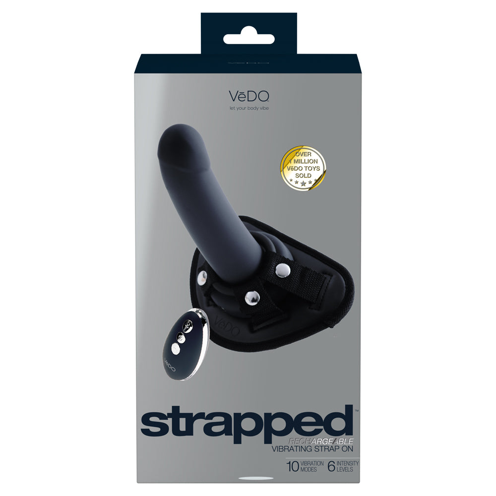 Strapped Rechargeable Vibrating Strap On Just Black | 716053727879 | Available at EroticWarehouse.com