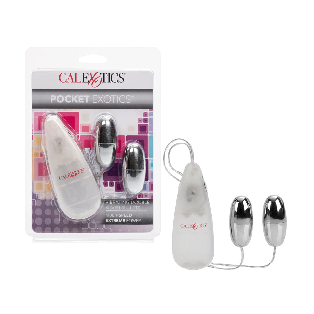 Pocket Exotics Vibrating Double Silver Bullets Silver | 716770004000 | Available at EroticWarehouse.com