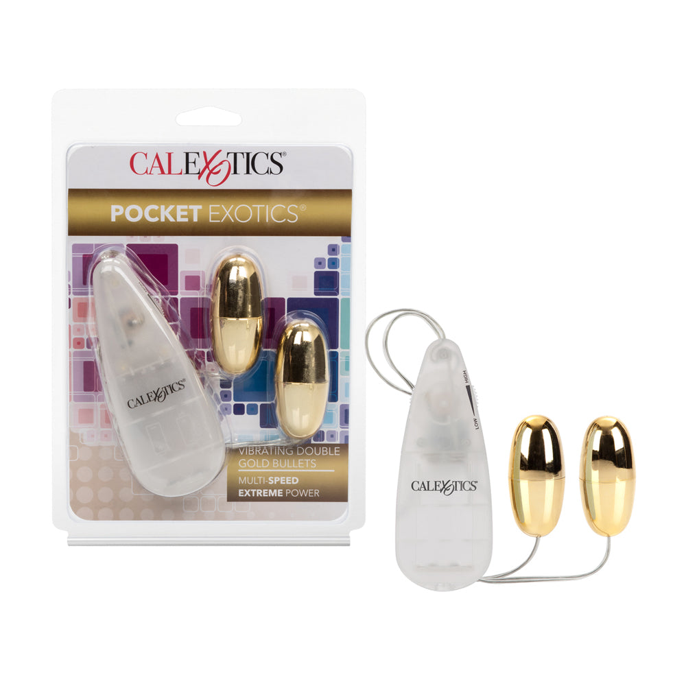 Pocket Exotics Vibrating Double Gold Bullets Gold | 716770004017 | Available at EroticWarehouse.com