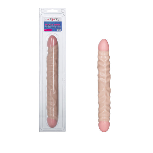 Veined Double Dong 12" Ivory | 716770017291 | Available at EroticWarehouse.com