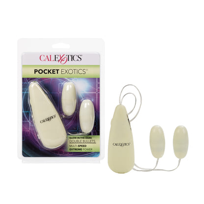 Pocket Exotics Glow-In-The-Dark Double Bullets Green | 716770018090 | Available at EroticWarehouse.com