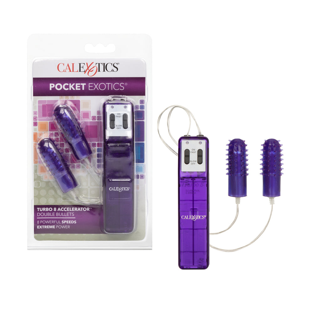 Pocket Exotics Turbo 8 Accelerator Double Bullets Purple | 716770023841 | Available at EroticWarehouse.com