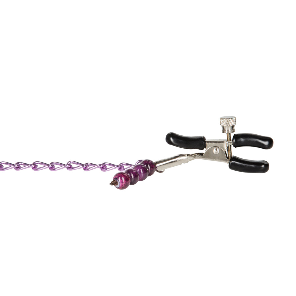 Nipple Play Purple Chain Nipple Clamps Black | 716770033703 | Available at EroticWarehouse.com