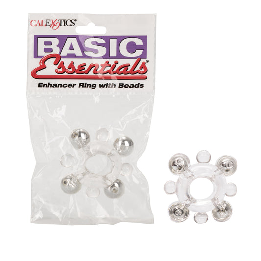 Basic Essentials Enhancer Ring With Beads Clear | 716770054685 | Available at EroticWarehouse.com