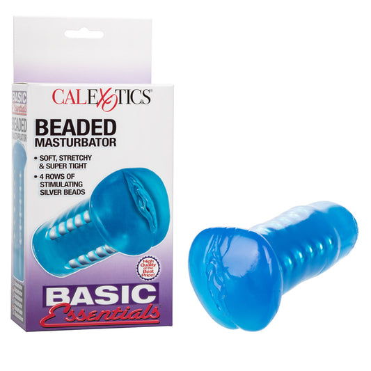Basic Essentials Beaded Masturbator Blue | 716770056467 | Available at EroticWarehouse.com