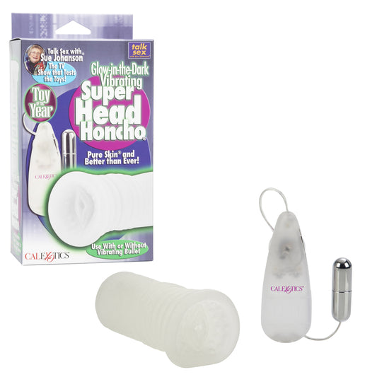 Sue Johanson Glow-In-The-Dark Vibrating Super Head Honcho White | 716770068248 | Available at EroticWarehouse.com