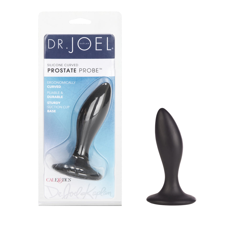 Dr. Joel Kaplan Silicone Curved Prostate Probe Black | 716770075468 | Available at EroticWarehouse.com