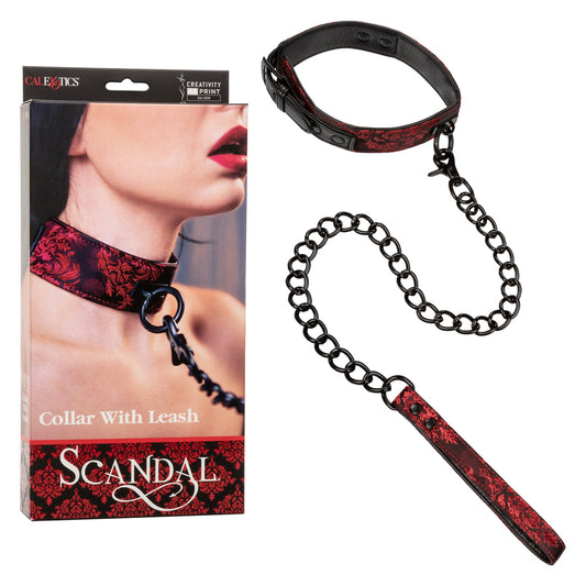Scandal Collar With Leash Red | 716770077042 | Available at EroticWarehouse.com