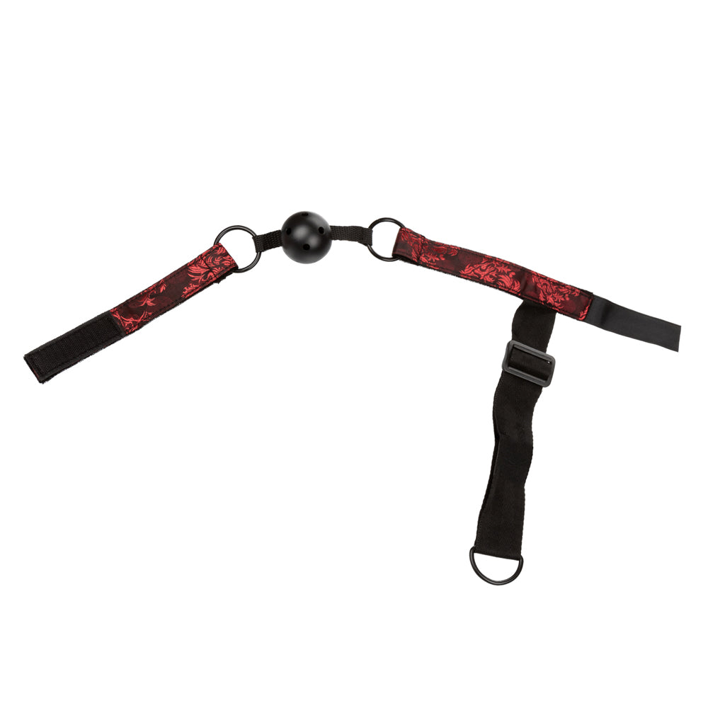 Scandal Breathable Ball Gag With Cuffs Red | 716770085917 | Available at EroticWarehouse.com