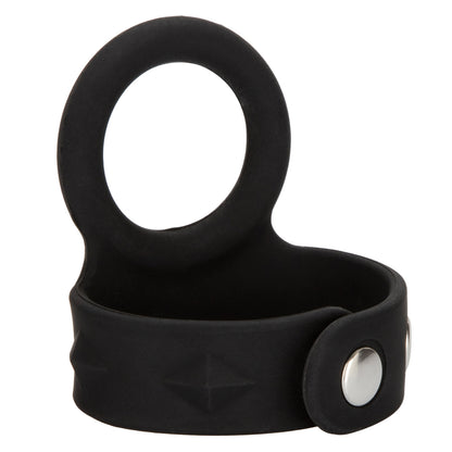 Silicone Tri-Snap Scrotum Support Ring Medium Black | 716770087409 | Available at EroticWarehouse.com