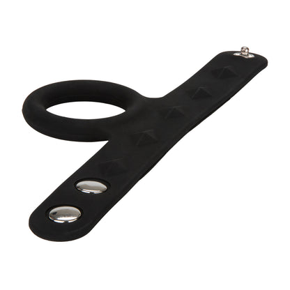 Silicone Tri-Snap Scrotum Support Ring Large Black | 716770087416 | Available at EroticWarehouse.com