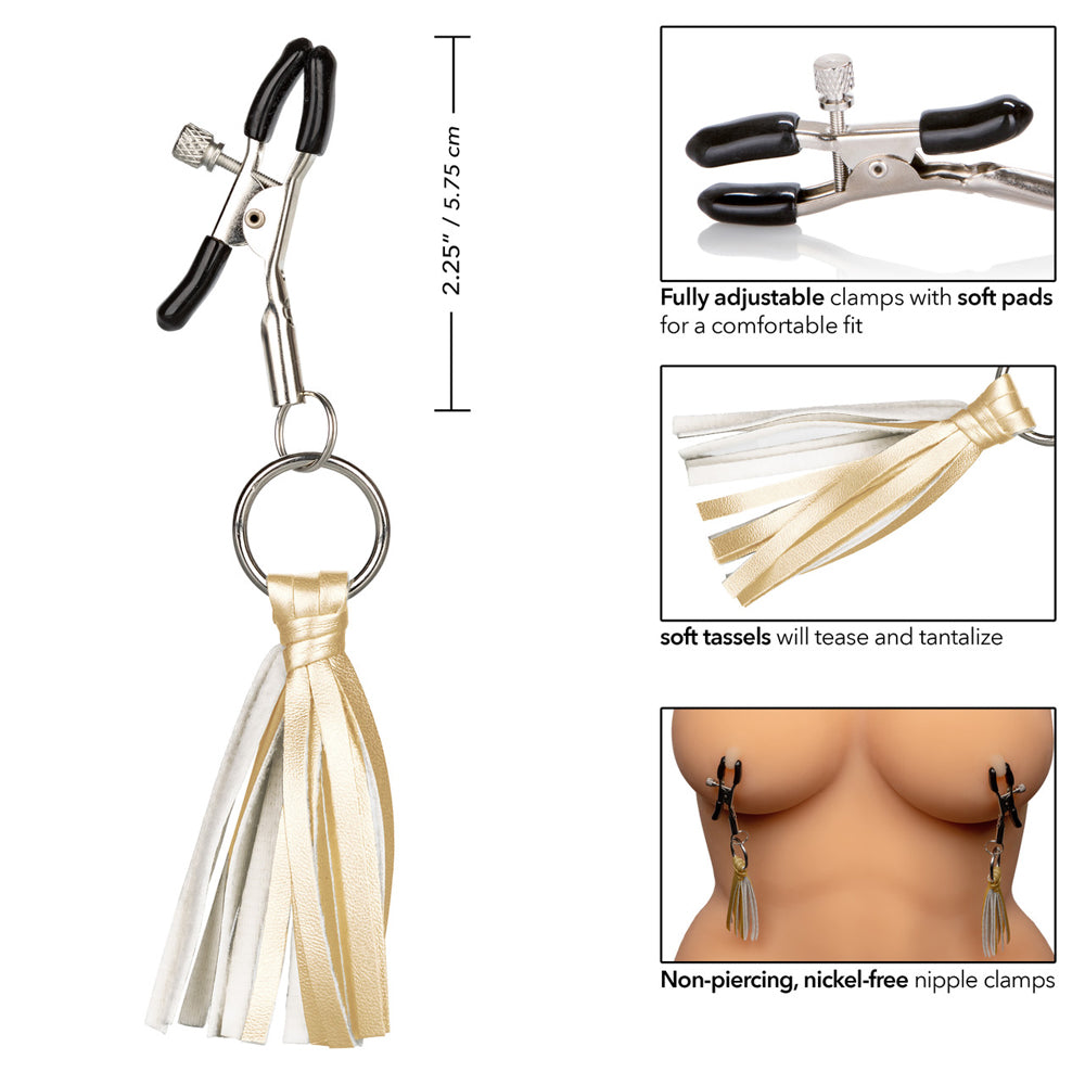 Nipple Play Playful Tassels Nipple Clamps Gold | 716770092274 | Available at EroticWarehouse.com