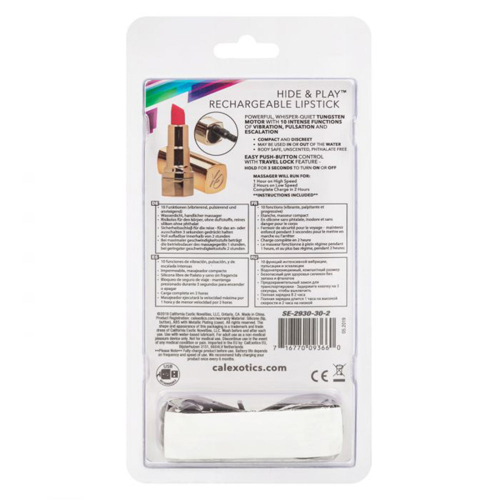 Hide & Play Rechargeable Lipstick Red | 716770093660 | Available at EroticWarehouse.com