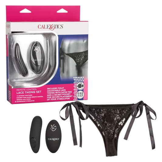 Remote Control Lace Thong Set | 716770096203 | Available at EroticWarehouse.com