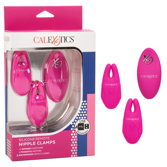 Silicone Remote Nipple Clamps Pink | 716770099174 | Available at EroticWarehouse.com