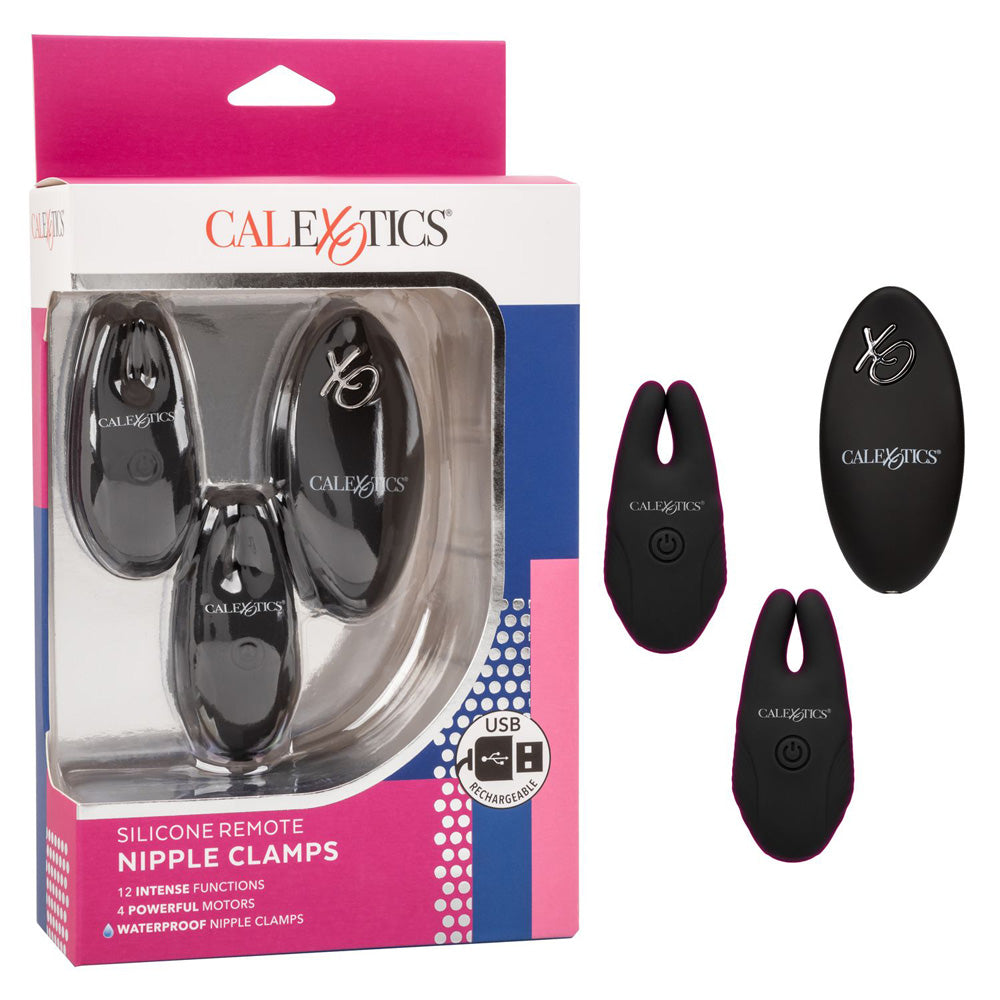Silicone Remote Nipple Clamps Black | 716770099181 | Available at EroticWarehouse.com