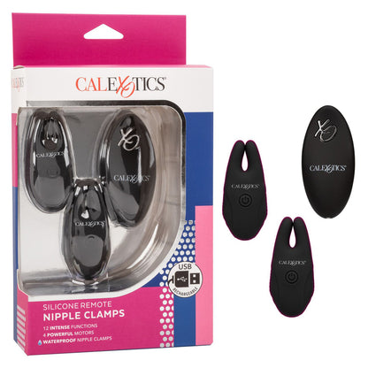 Silicone Remote Nipple Clamps Black | 716770099181 | Available at EroticWarehouse.com