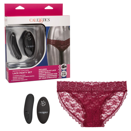Remote Control Lace Panty Set S/M Burgundy | 716770099228 | Available at EroticWarehouse.com
