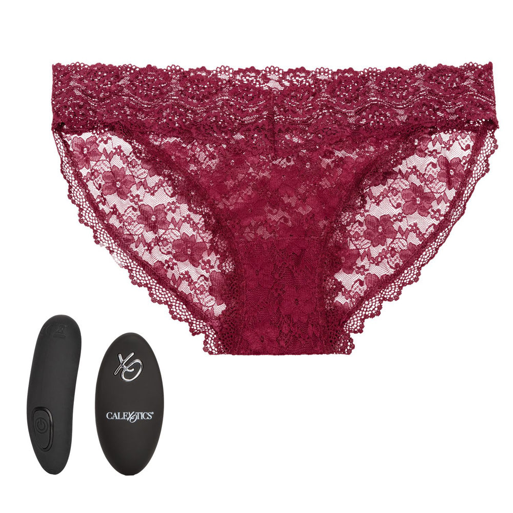 Remote Control Lace Panty Set L/Xl Burgundy | 716770099235 | Available at EroticWarehouse.com