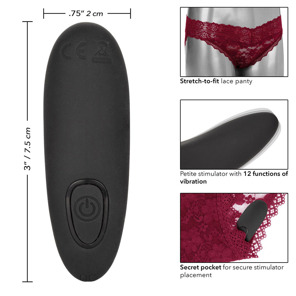 Remote Control Lace Panty Set L/Xl Burgundy | 716770099235 | Available at EroticWarehouse.com