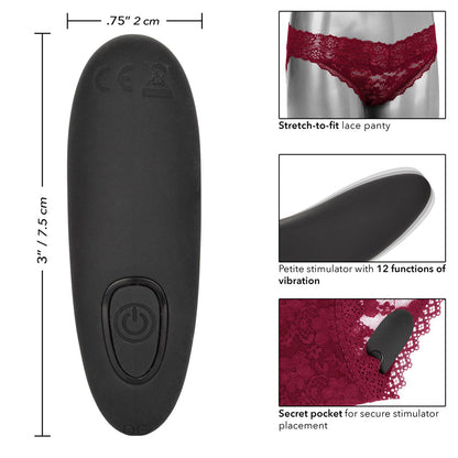 Remote Control Lace Panty Set L/Xl Burgundy | 716770099235 | Available at EroticWarehouse.com
