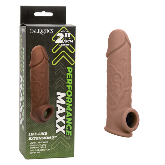 Performance Maxx Life-Like Extension 7" Brown | 716770101921 | Available at EroticWarehouse.com