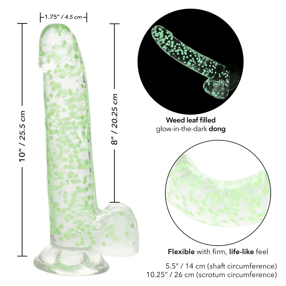 Naughty Bits I Leaf Dick Glow-In-The-Dark Weed Leaf Dildo | 716770103901 | Available at EroticWarehouse.com
