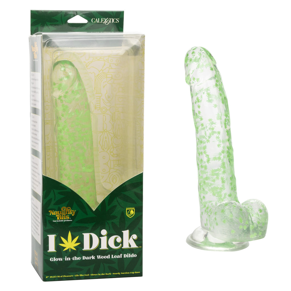 Naughty Bits I Leaf Dick Glow-In-The-Dark Weed Leaf Dildo | 716770103901 | Available at EroticWarehouse.com