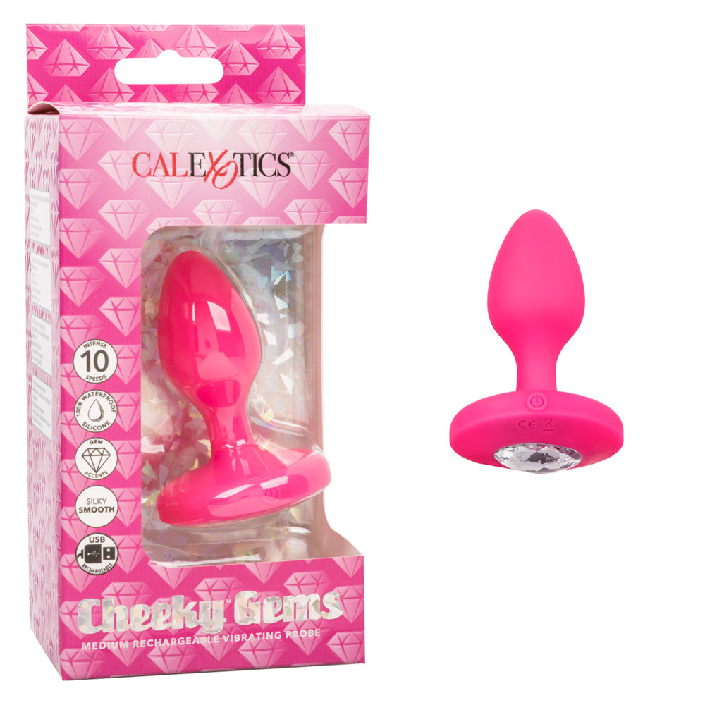 Cheeky Gems Medium Rechargeable Vibrating Probe Pink | 716770104717 | Available at EroticWarehouse.com