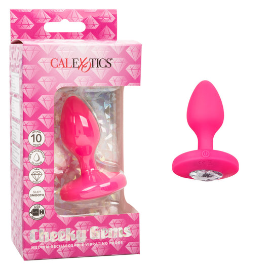 Cheeky Gems Medium Rechargeable Vibrating Probe Pink | 716770104717 | Available at EroticWarehouse.com
