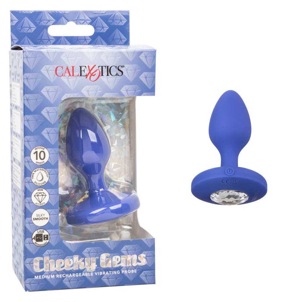 Cheeky Gems Medium Rechargeable Vibrating Probe Blue | 716770104731 | Available at EroticWarehouse.com