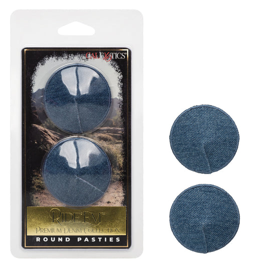 Ride 'Em Premium Denim Collection Round Pasties | 716770105462 | Available at EroticWarehouse.com