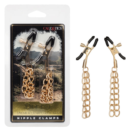 Ride 'Em Premium Denim Collection Nipple Clamps | 716770105479 | Available at EroticWarehouse.com
