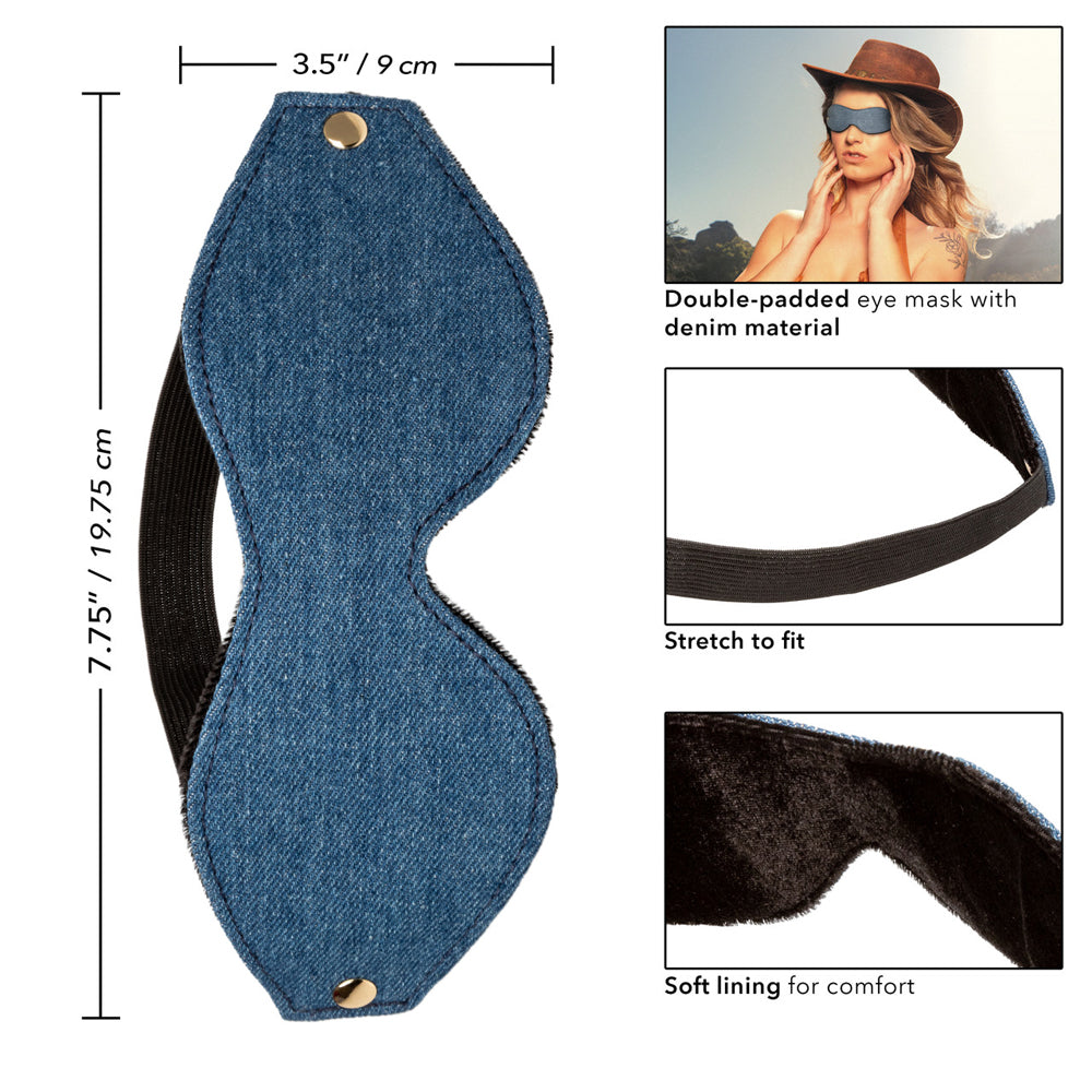Ride 'Em Premium Denim Collection Eye Mask | 716770105486 | Available at EroticWarehouse.com