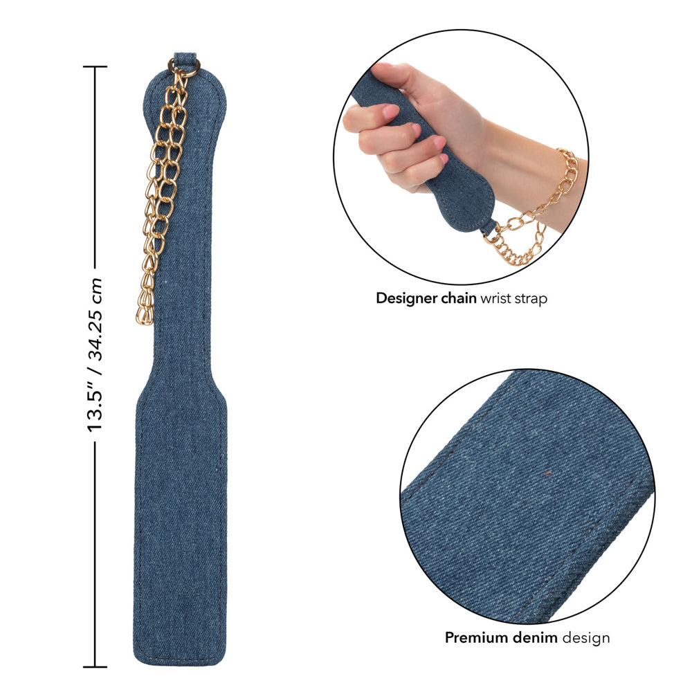 Ride 'Em Premium Denim Collection Paddle | 716770105493 | Available at EroticWarehouse.com