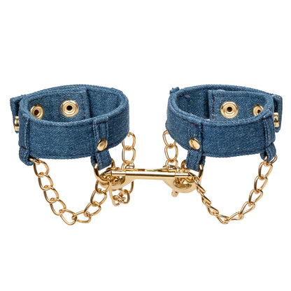 Ride 'Em Premium Denim Collection Wrist Cuffs | 716770105509 | Available at EroticWarehouse.com